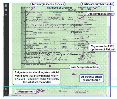 Mara Zebest analysis of Obamba 'birth certificate'